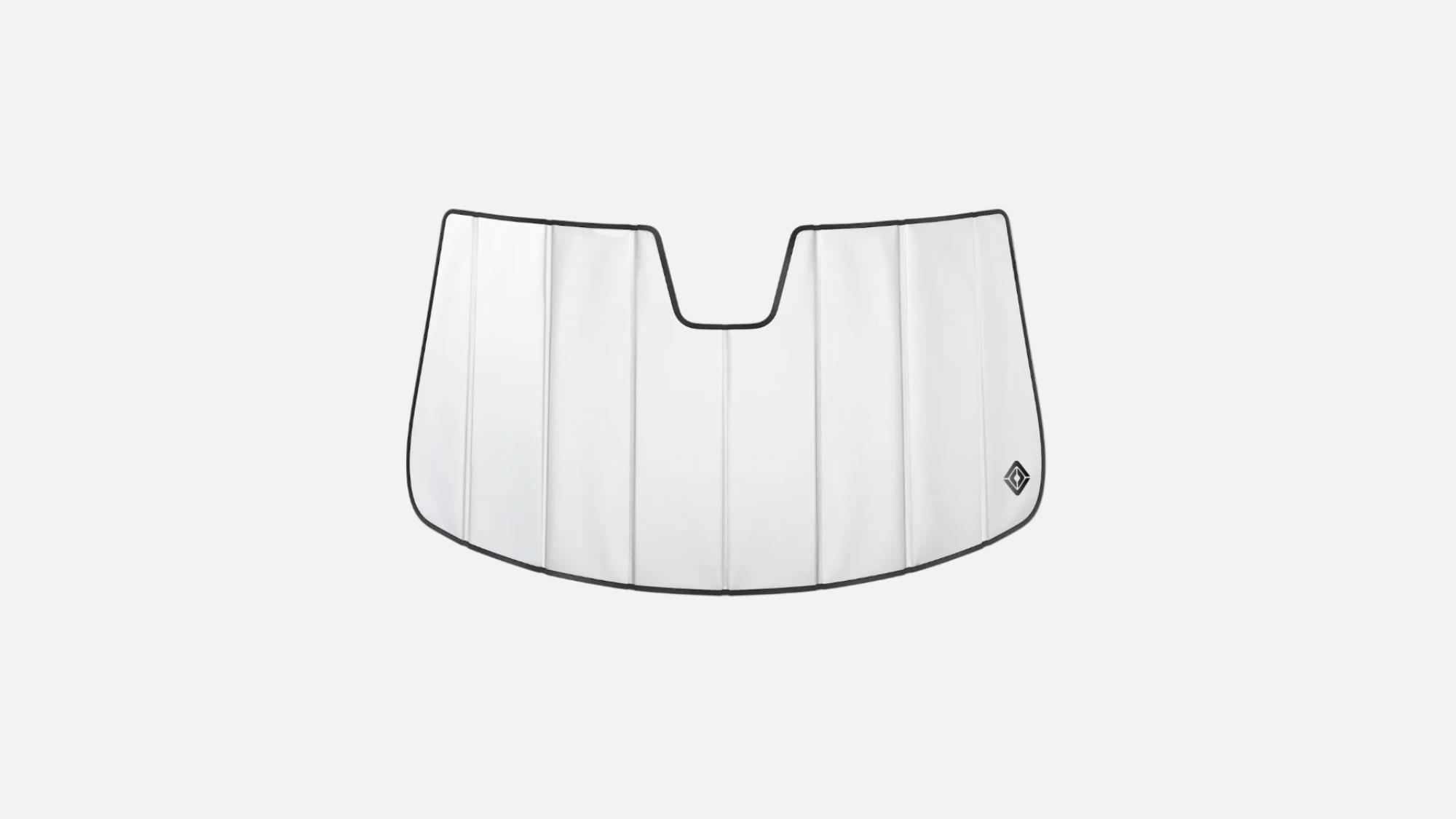 Car windshield shield with black frame on a white background